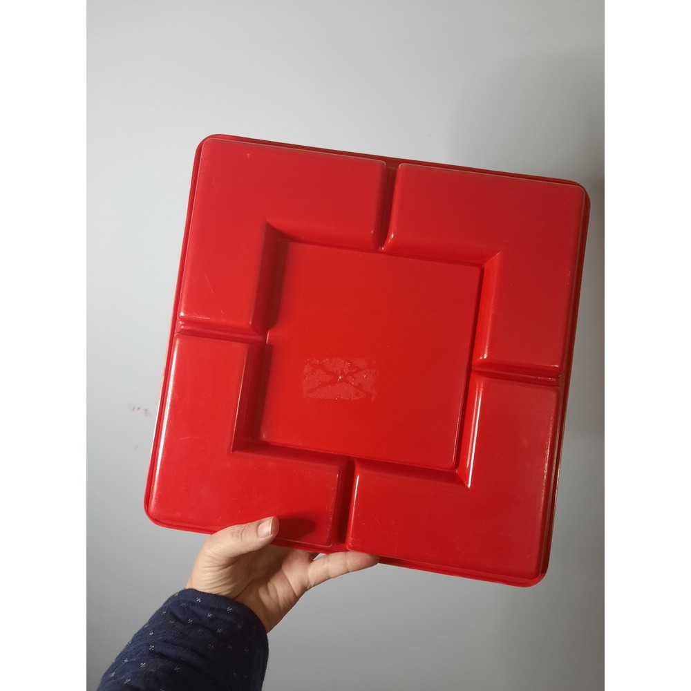 Vintage Christmas Goose Red Divided Serving Tray Ceramic Tile Inlay Holiday Dish - Picture 2 of 2
